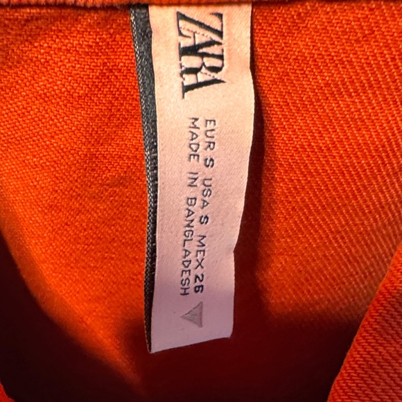 Zara Women's Red-Orange Cropped Denim Jacket Size Small - Picture 3 of 7